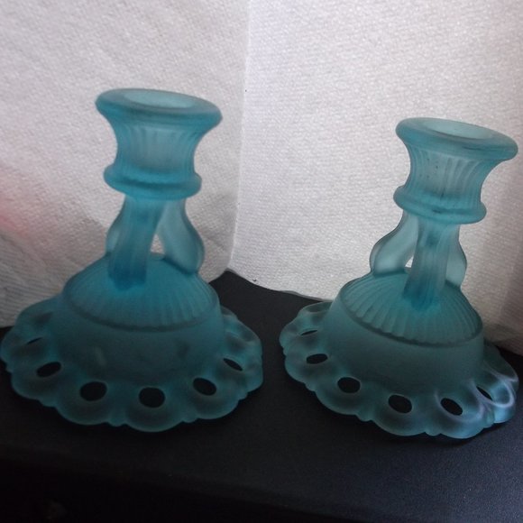 Westmoreland Accents Vintage Westmoreland Frosted Glass Candle